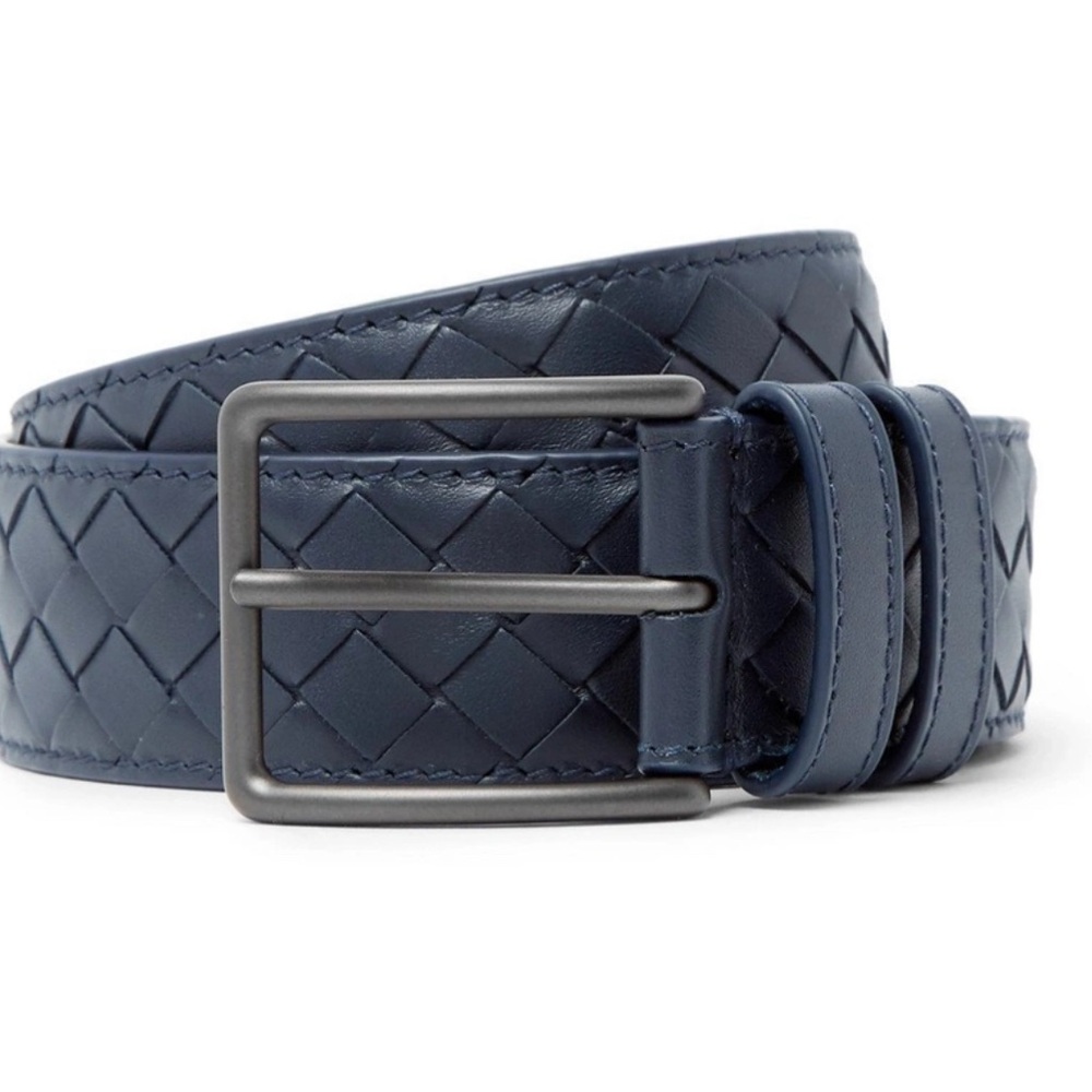 Bottega Veneta Blue Geometric Pattern Belt